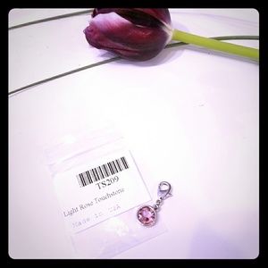 Swarovski Charm. Pink stone w/silver clasp💜